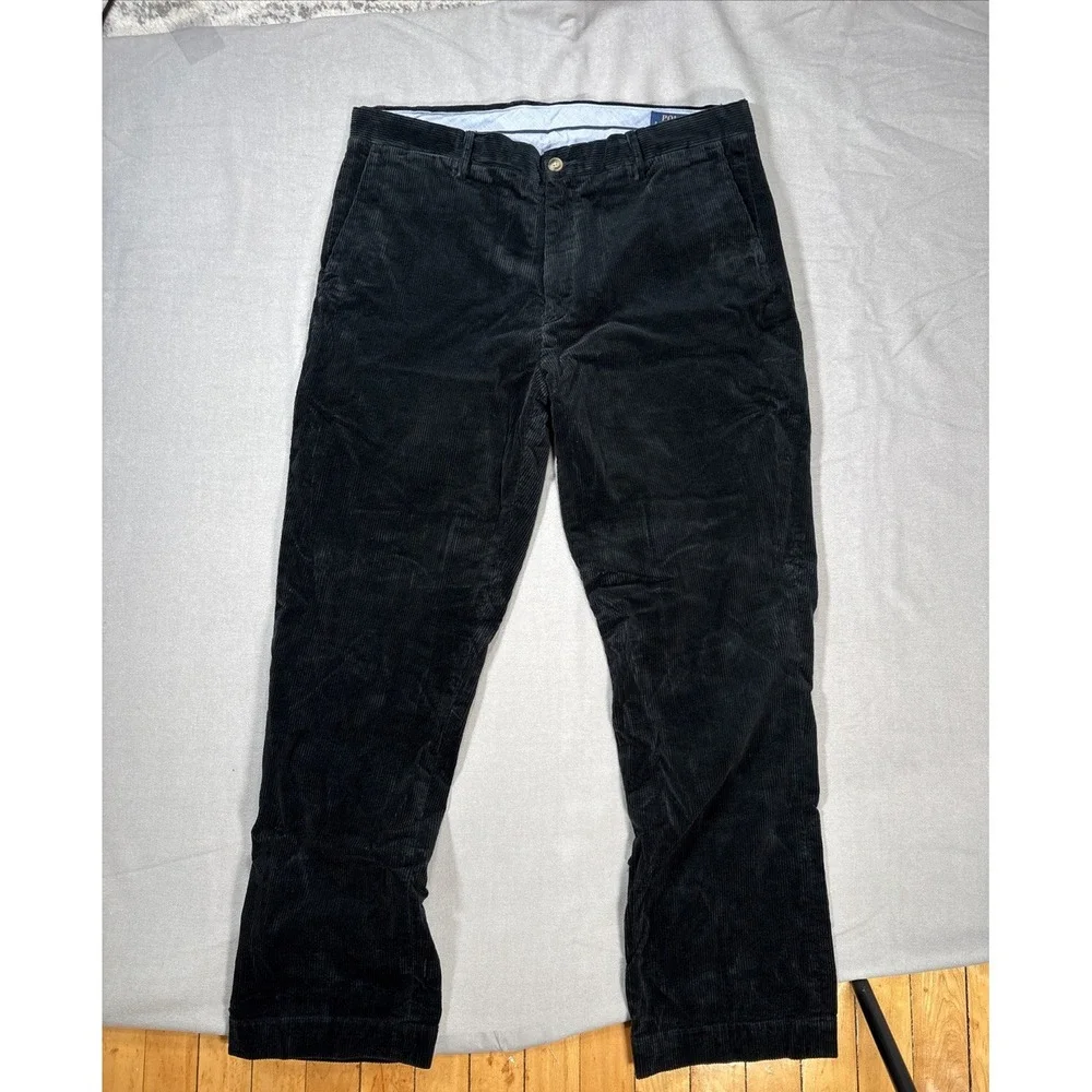 Polo Ralph Lauren Pants Mens 36x32 Black Corduroy Stretch Classic Fit Preppy